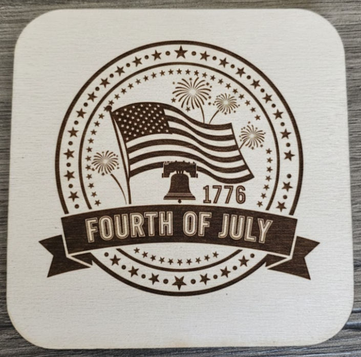 Fourth of July Wood Magnet