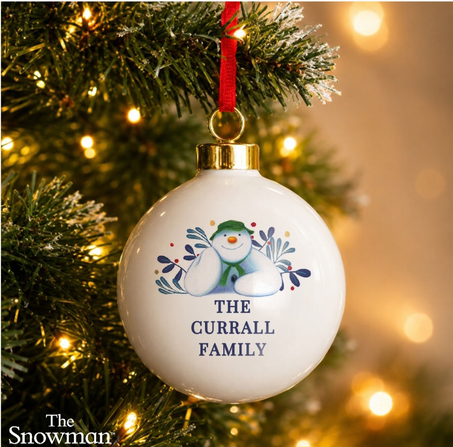 Personalised The Snowman Botanical Bauble