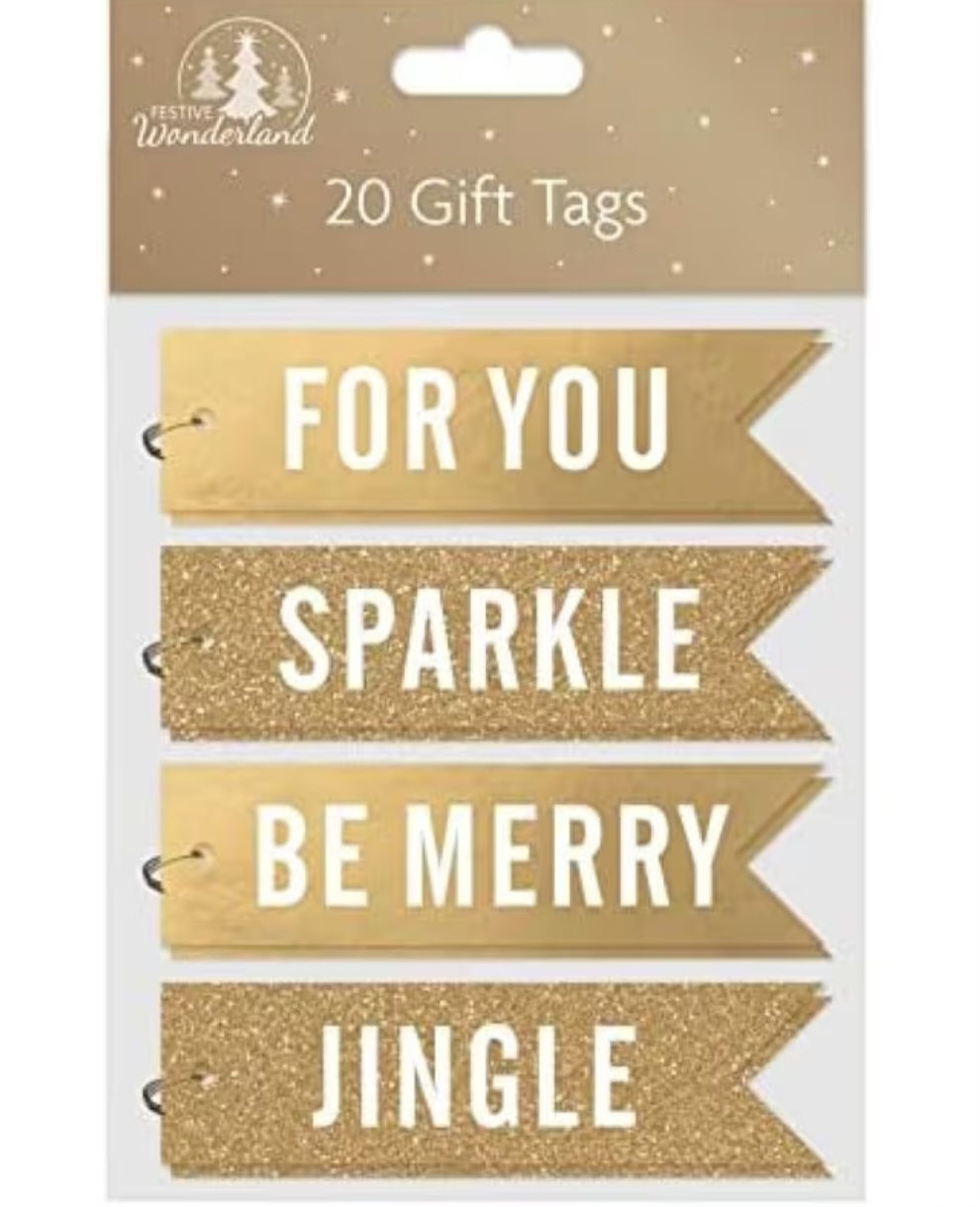Festive Wonderland Flag-Shaped Christmas Tags, 