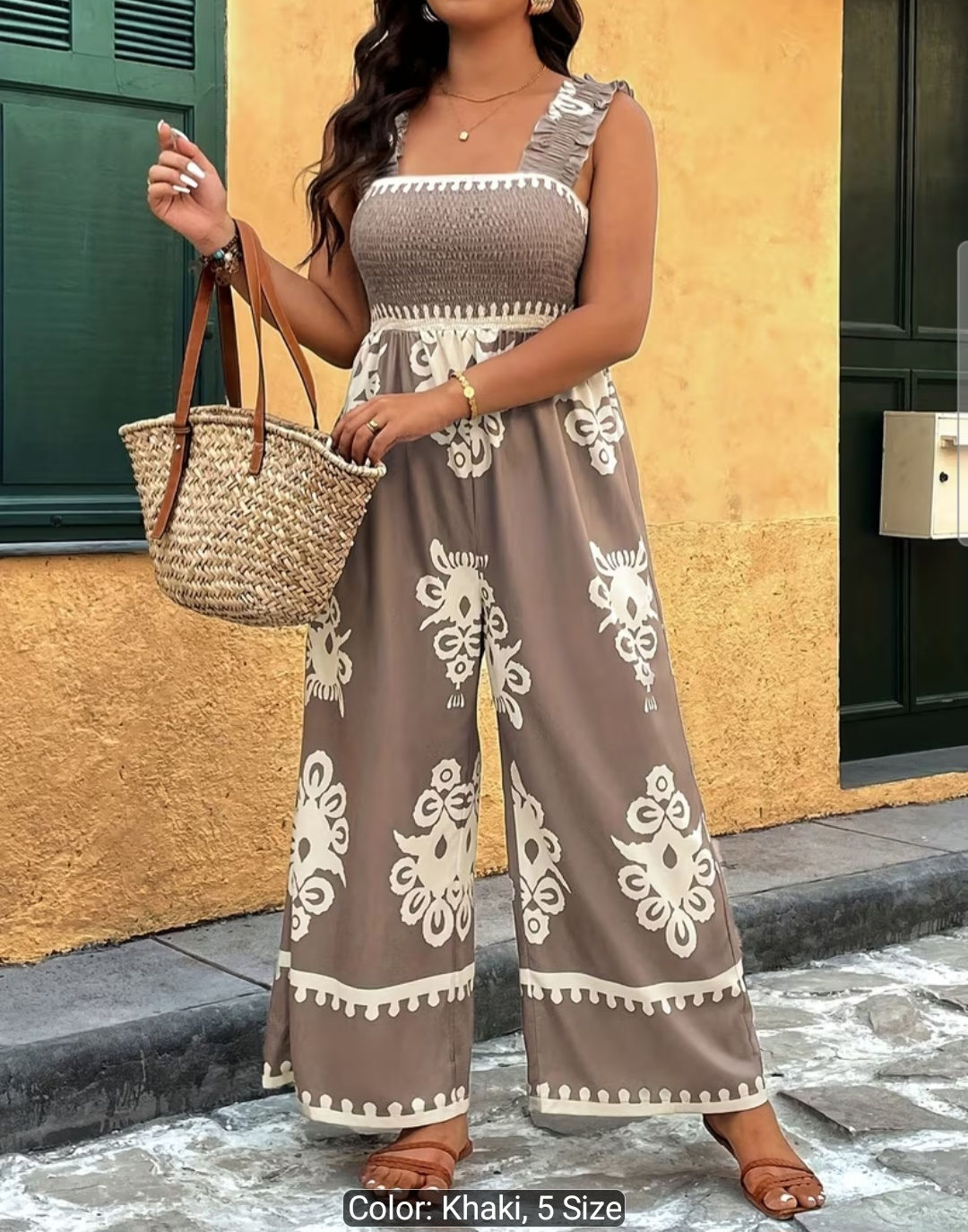 Women's Plus Size Floral Print Sleeveless Jumpsuit with Wide Legs