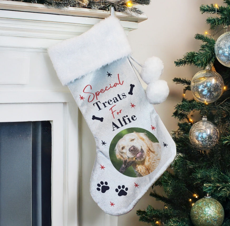 Personalised Photo Upload Dog Christmas Stocking