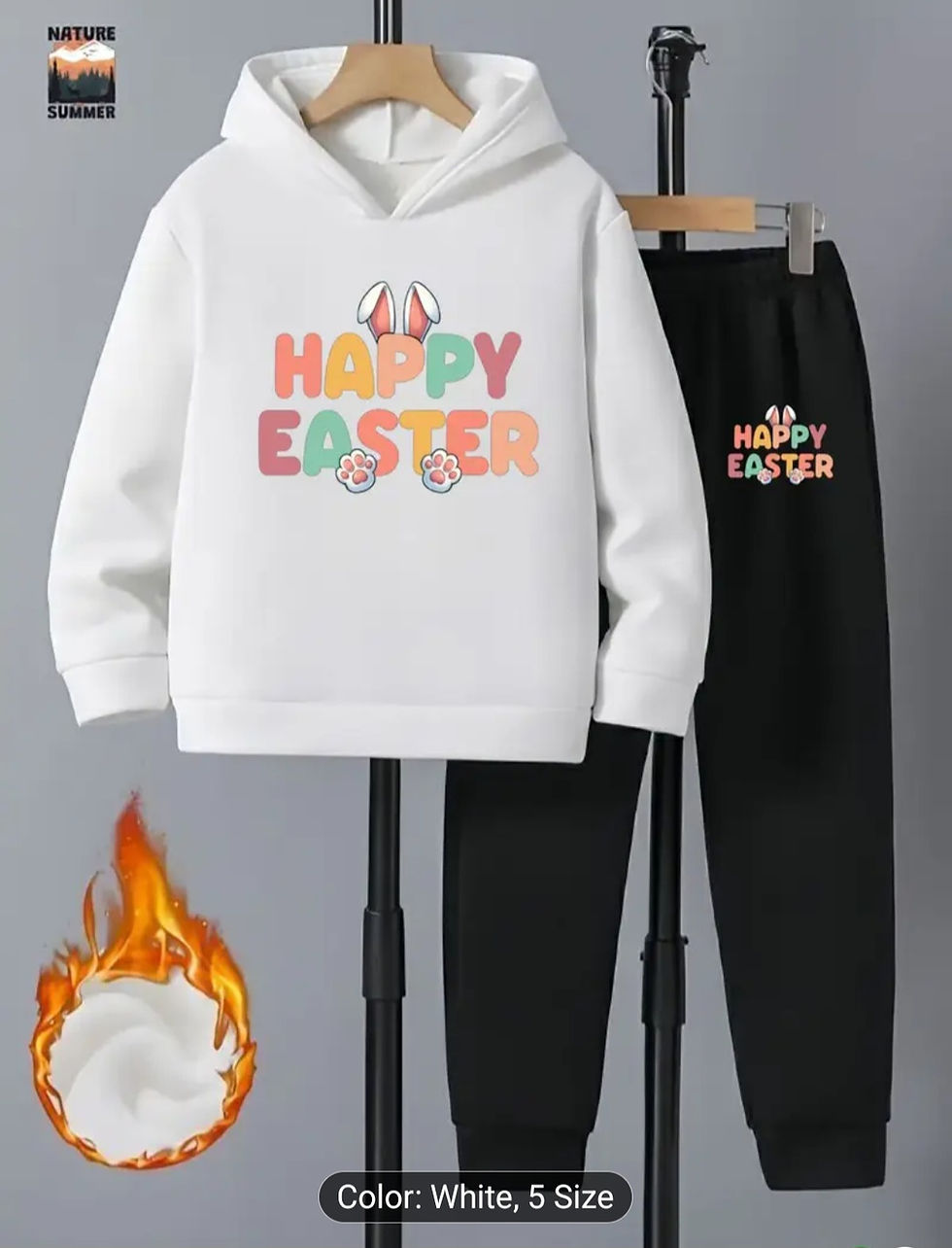 Thumbnail: Kids Easter Outfit Hoodie with 'HAPPY EASTER' Bunny Text