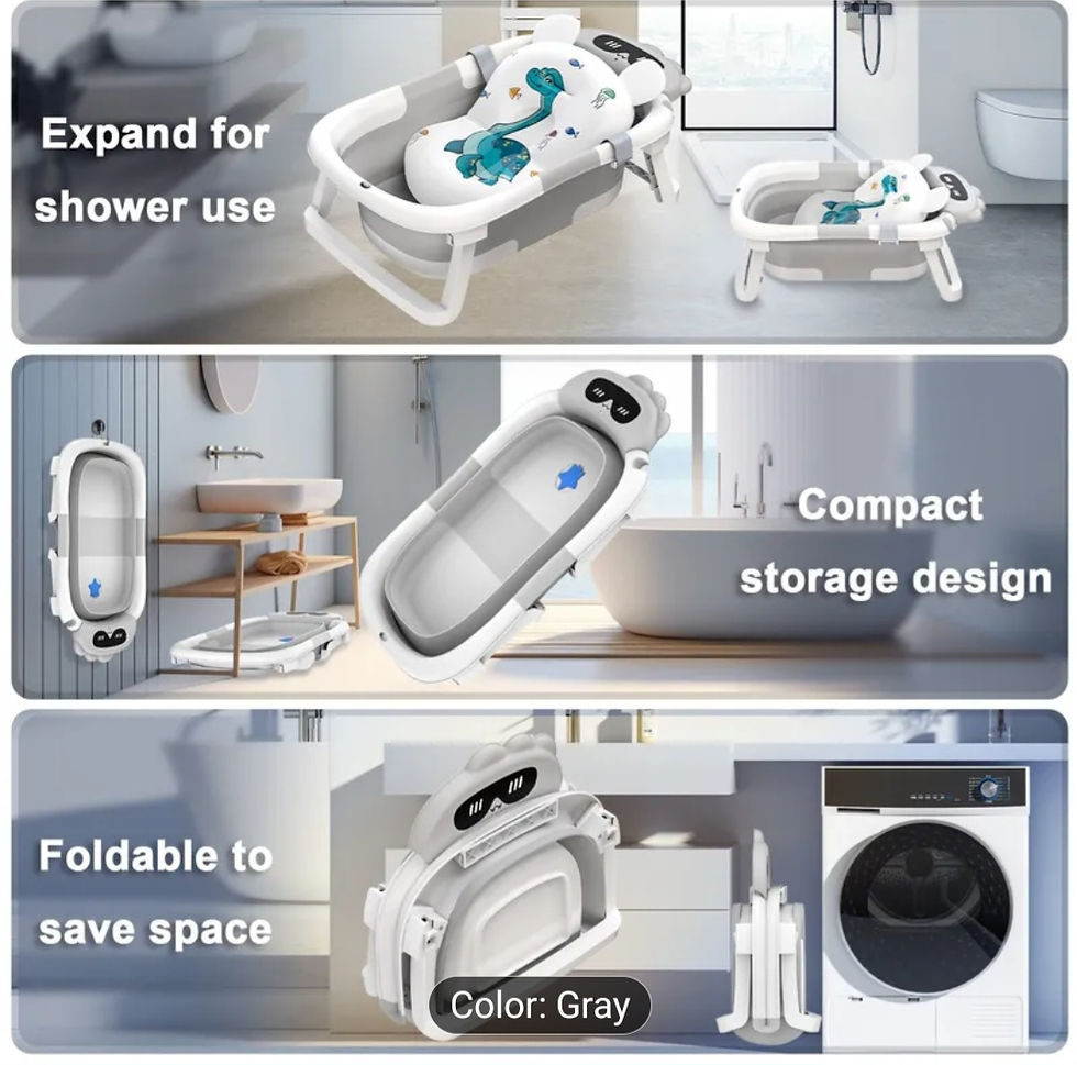 Thumbnail: Foldable Baby Bath Tub with Non-Slip Cushion Support