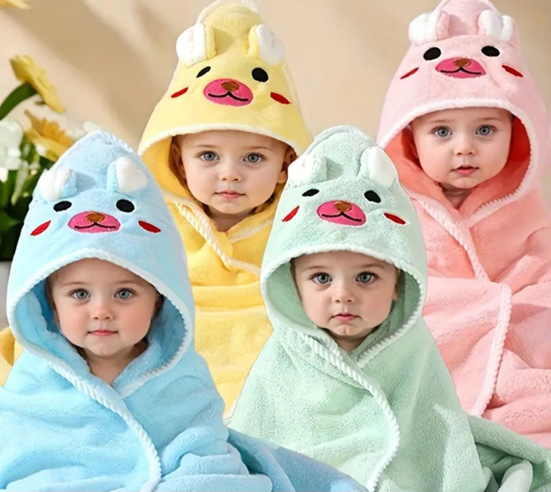 Soft Cartoon Animal Bib and Blanket