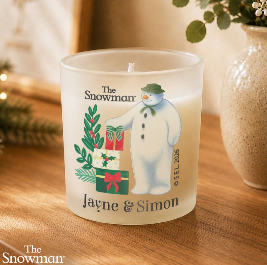 Personalised The Snowman Christmas Wishes Frosted Candle Jar