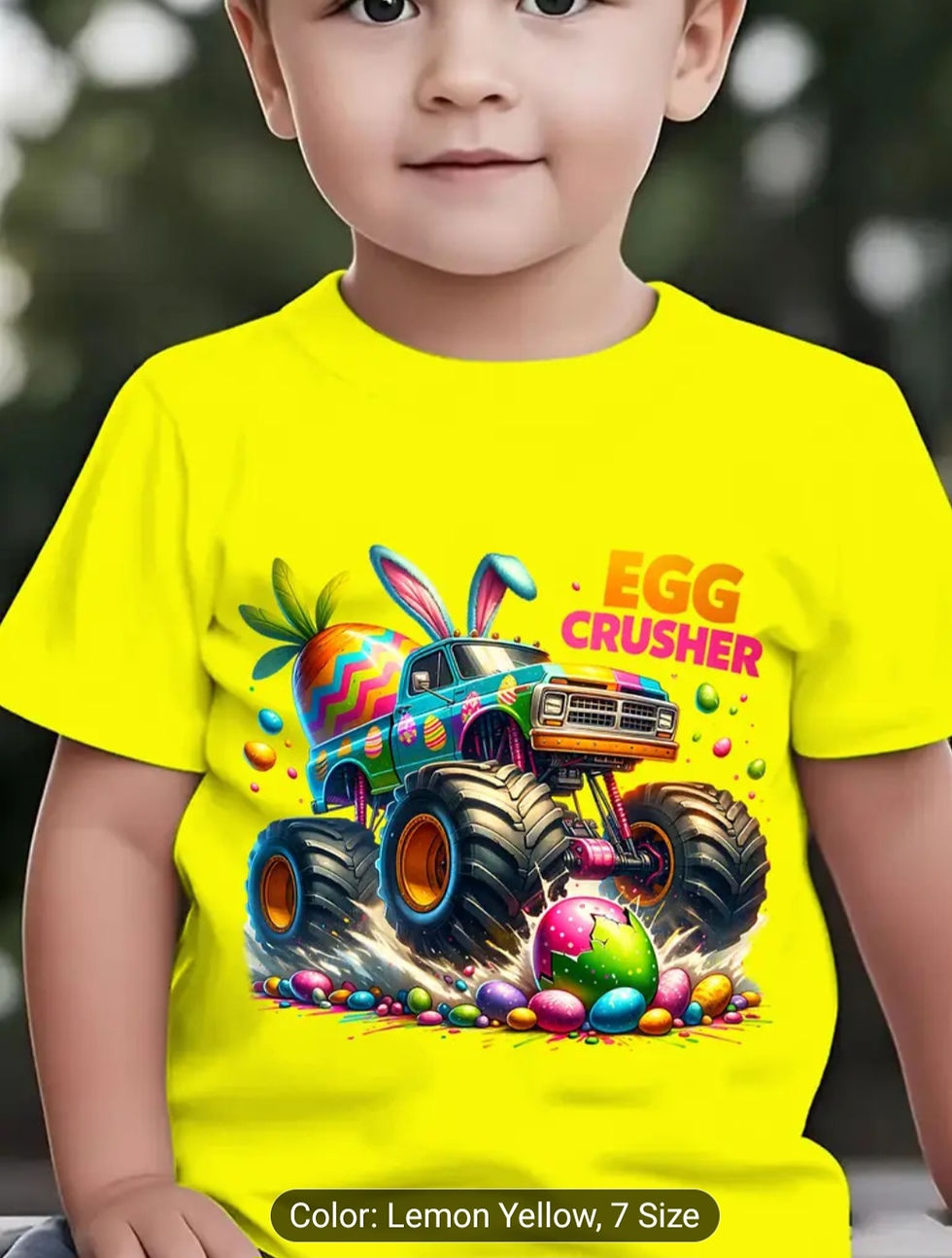 Thumbnail: Boys' Easter Egg Crusher Truck Bunny Ears Tshirt 