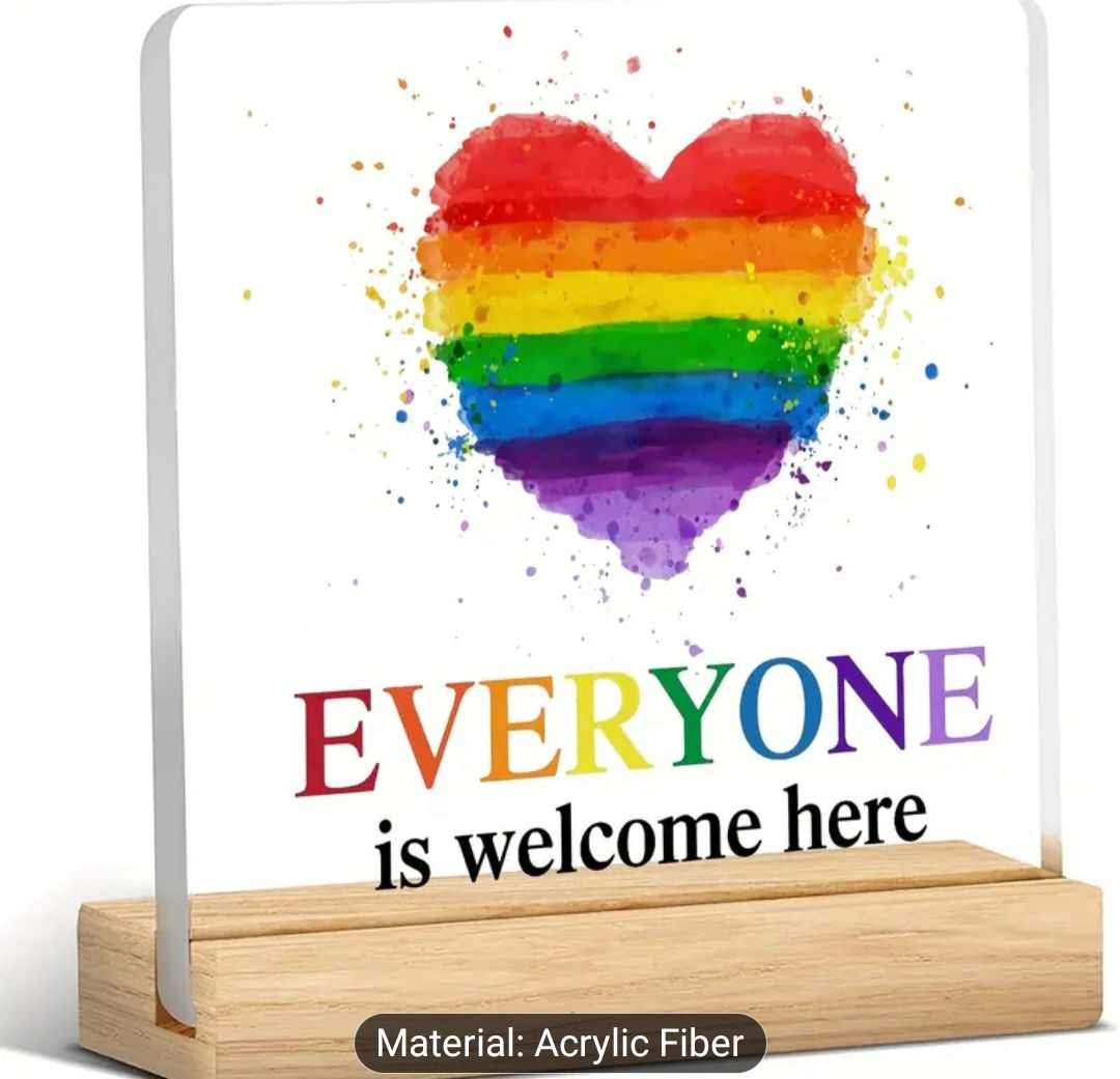 2D Flat, 1pc Proud Rainbow Heart-Shaped Acrylic Sign 
