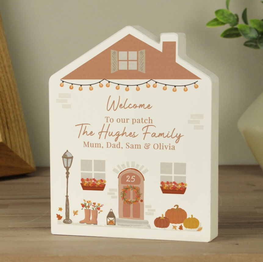 Personalised Autumnal Wooden House Ornament