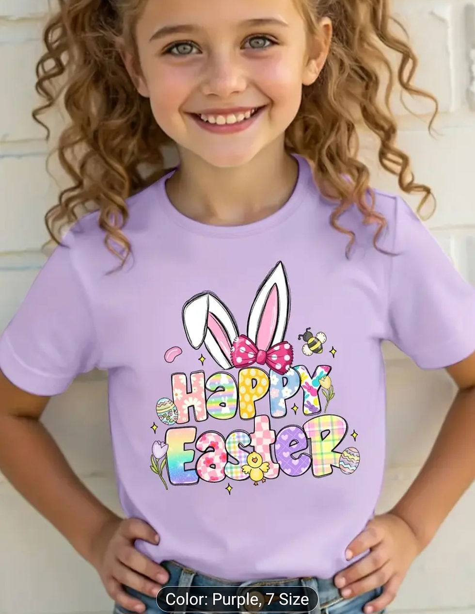 Thumbnail: Girls' Casual Pink Easter T-Shirt 