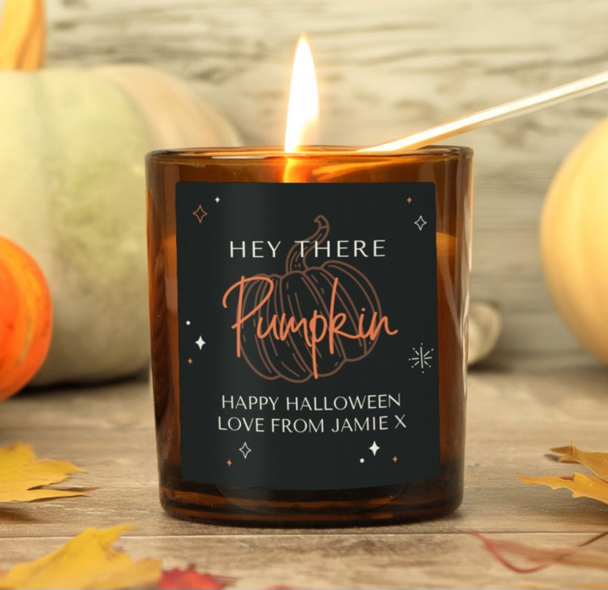 Personalised Pumpkin Amber Glass Candle
