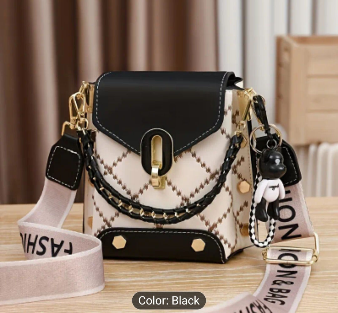 Colorful Grid Thread Women'shoulder Bag, 