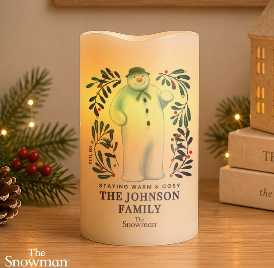 Personalised The Snowman Botanical LED Candle
