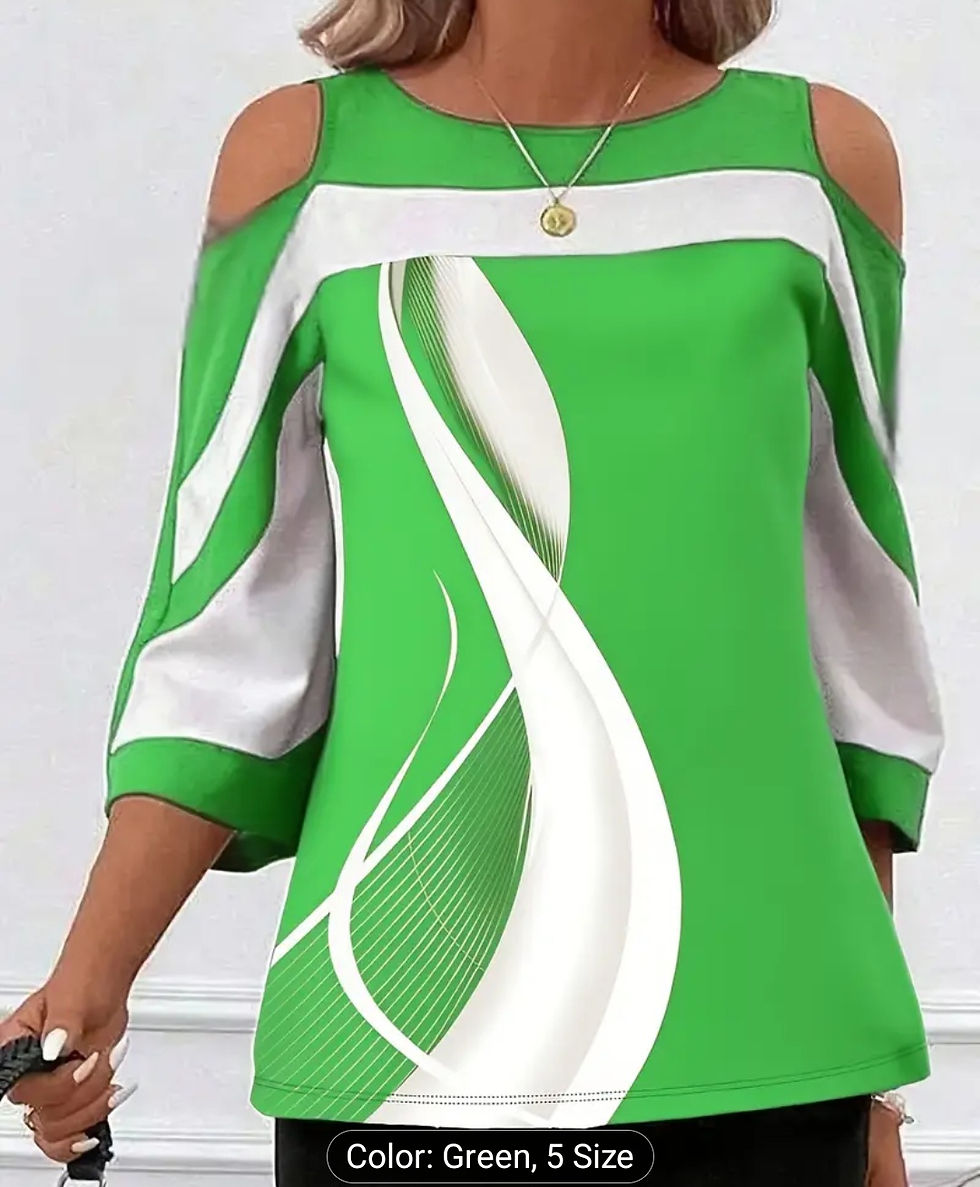 Thumbnail: Plus Size Women's Elegant Off-Shoulder Geometric design 