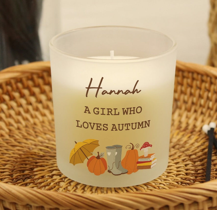 Personalised Pumpkin Frosted Glass Candle