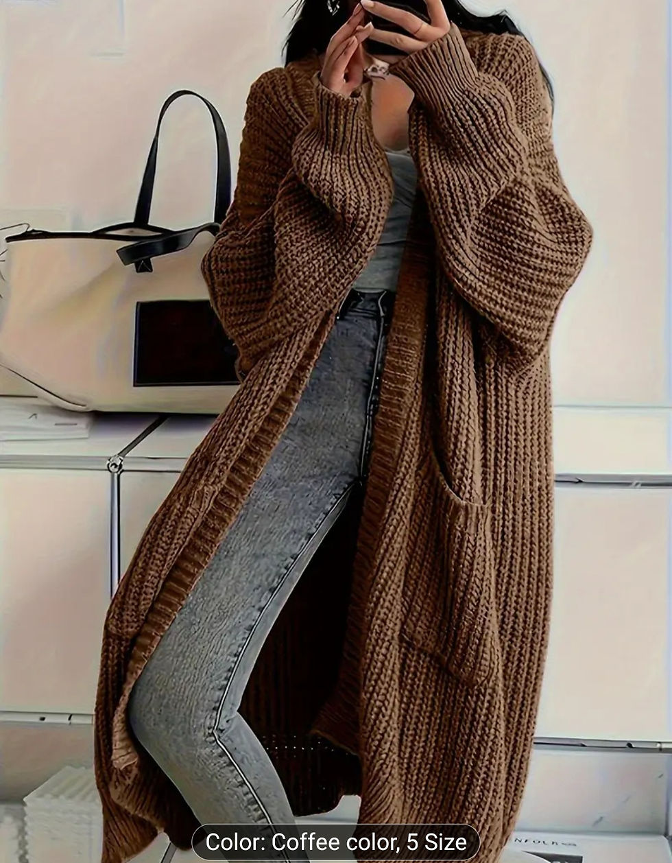 Thumbnail: Women'S Solid Color Casual Long Sleeve Drop Shoulder Cardigan 