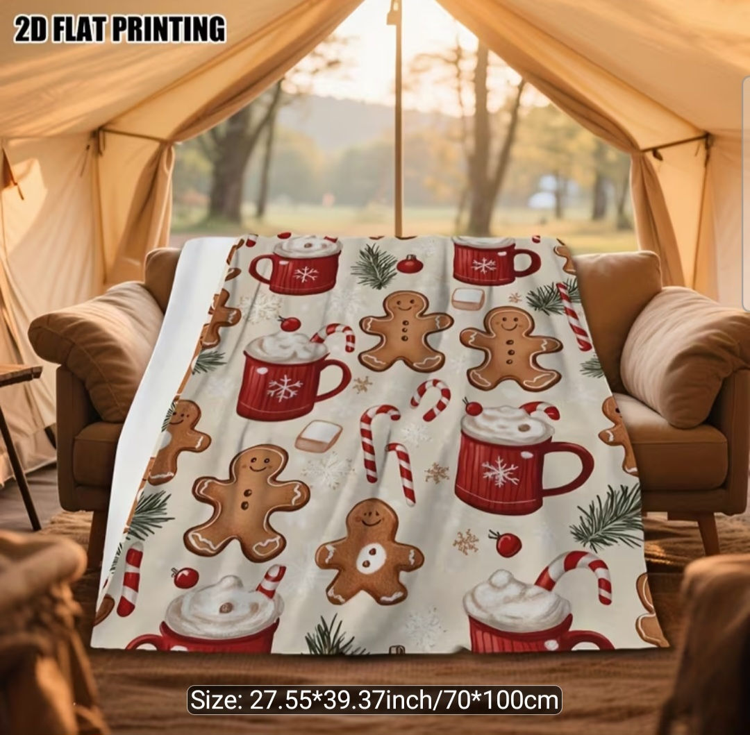 A Christmas Gingerbread Cocoa Fleece Blanket 
