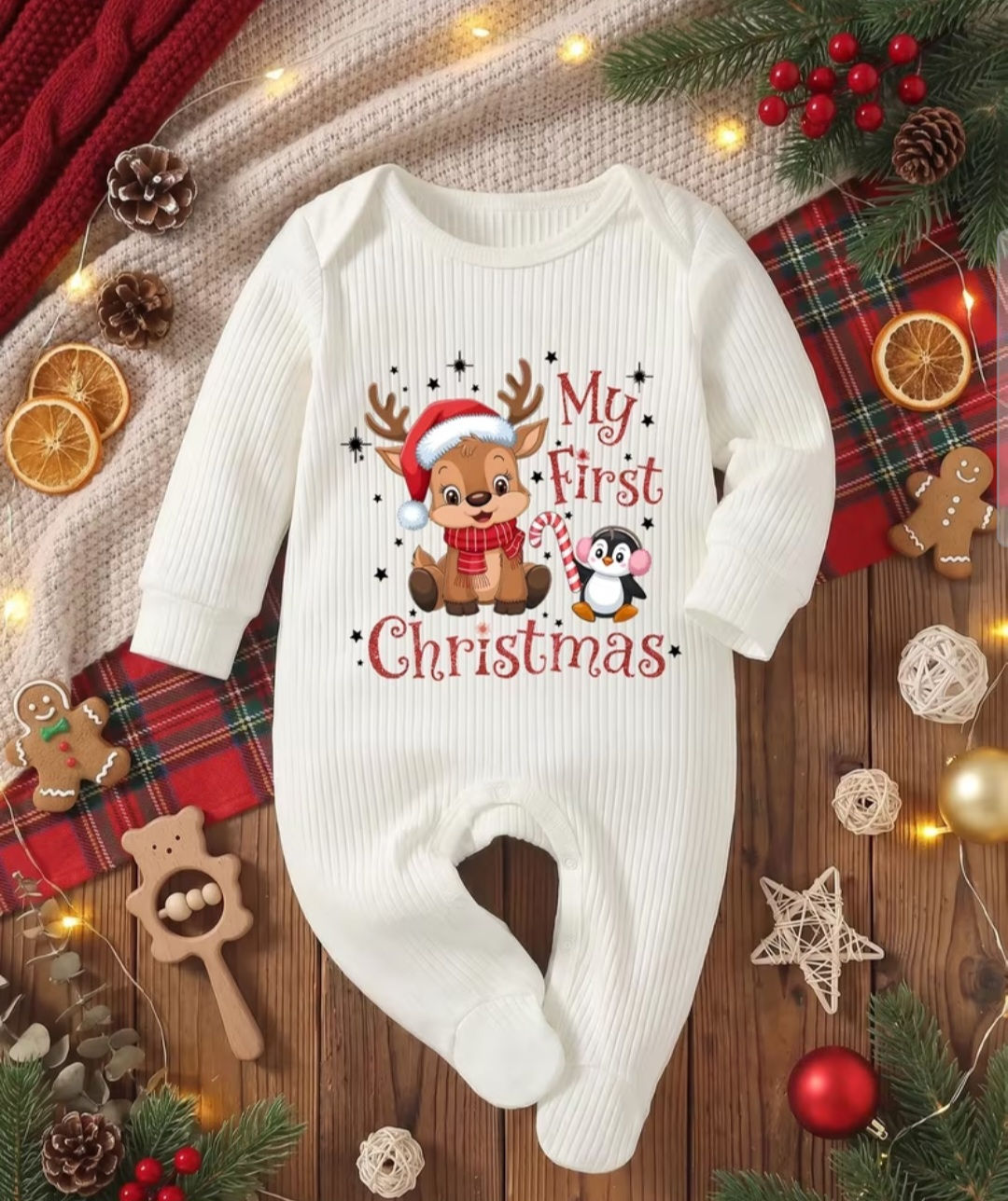 Christmas Newborn Footed Bodysuit