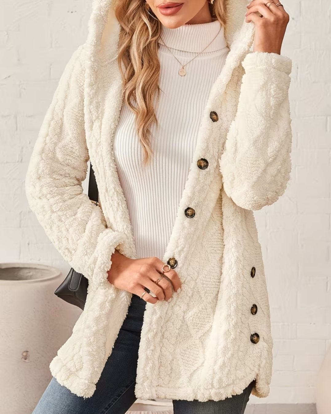 Autumn Winter Thickened Plush Hooded Coat Casual 