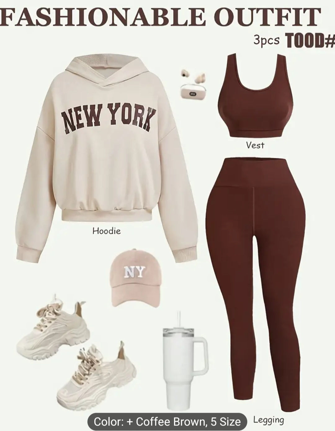 Yoga Basics Women's Loose Sweatshirt set 3pcs