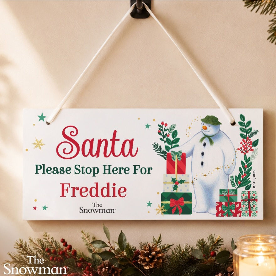 Personalised The Snowman Christmas Wishes Santa Stop Here Sign