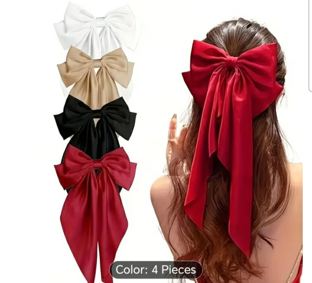 4pcs Oversized Satin Hair Bows