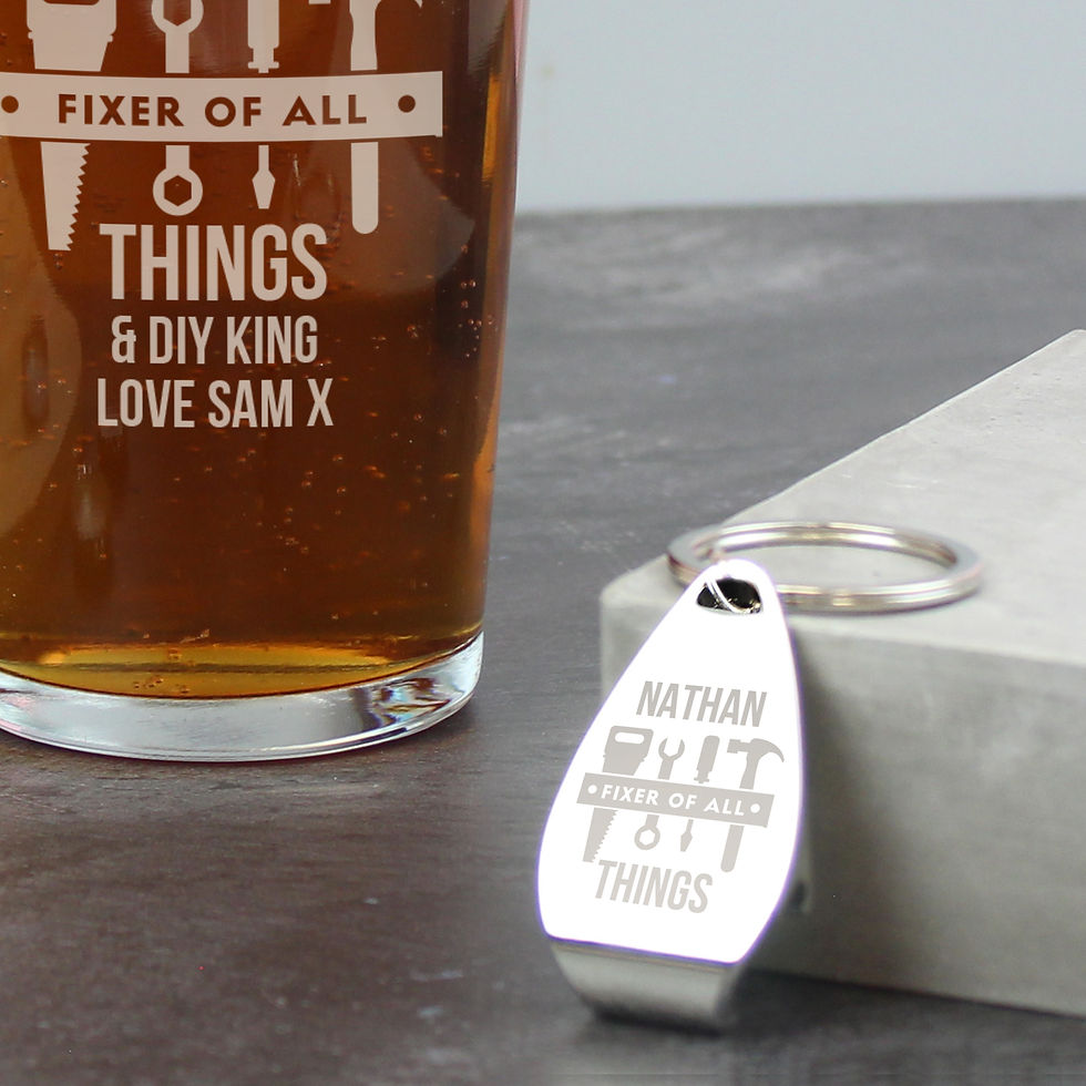 Thumbnail: Personalised Fixer of All Things Pint Glass & Bottle Opener
