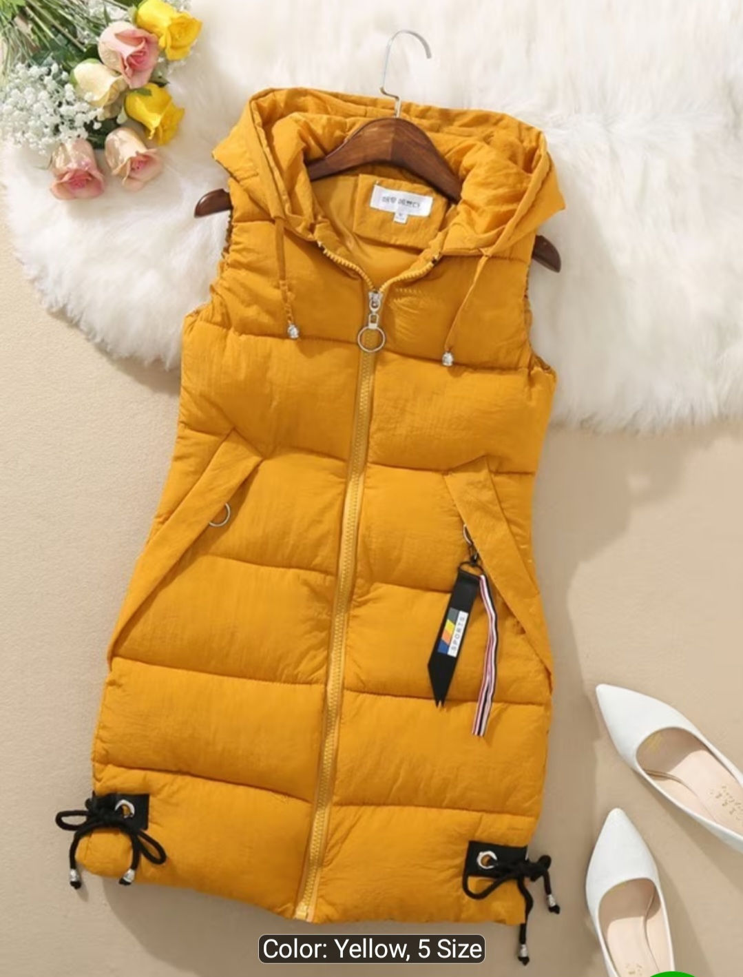 Women'S Elegant Sleeveless Hooded Winter Coat