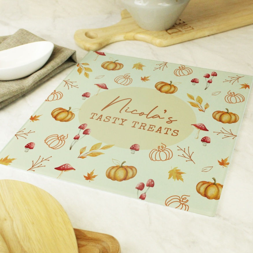 Personalised Pumpkin Glass Chopping Board