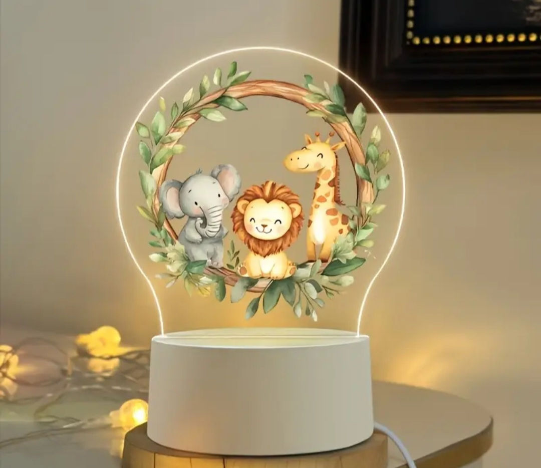 1pc Round Transparent Colorful Animal Night Light
