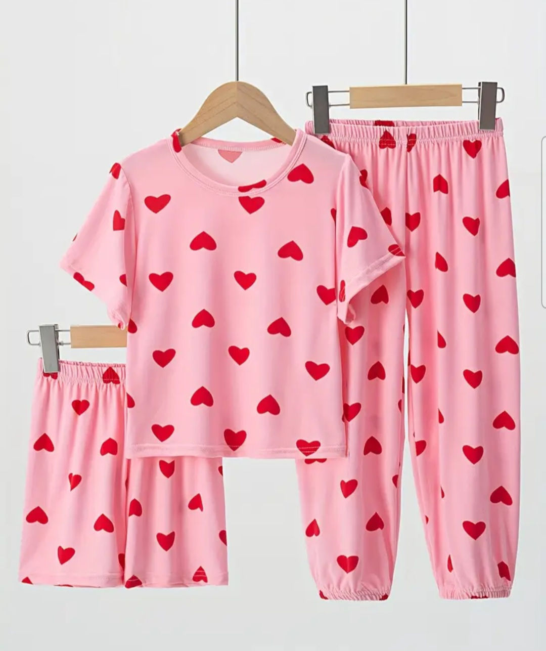 3pcs Girls' Flame-Resistant Pyjama set