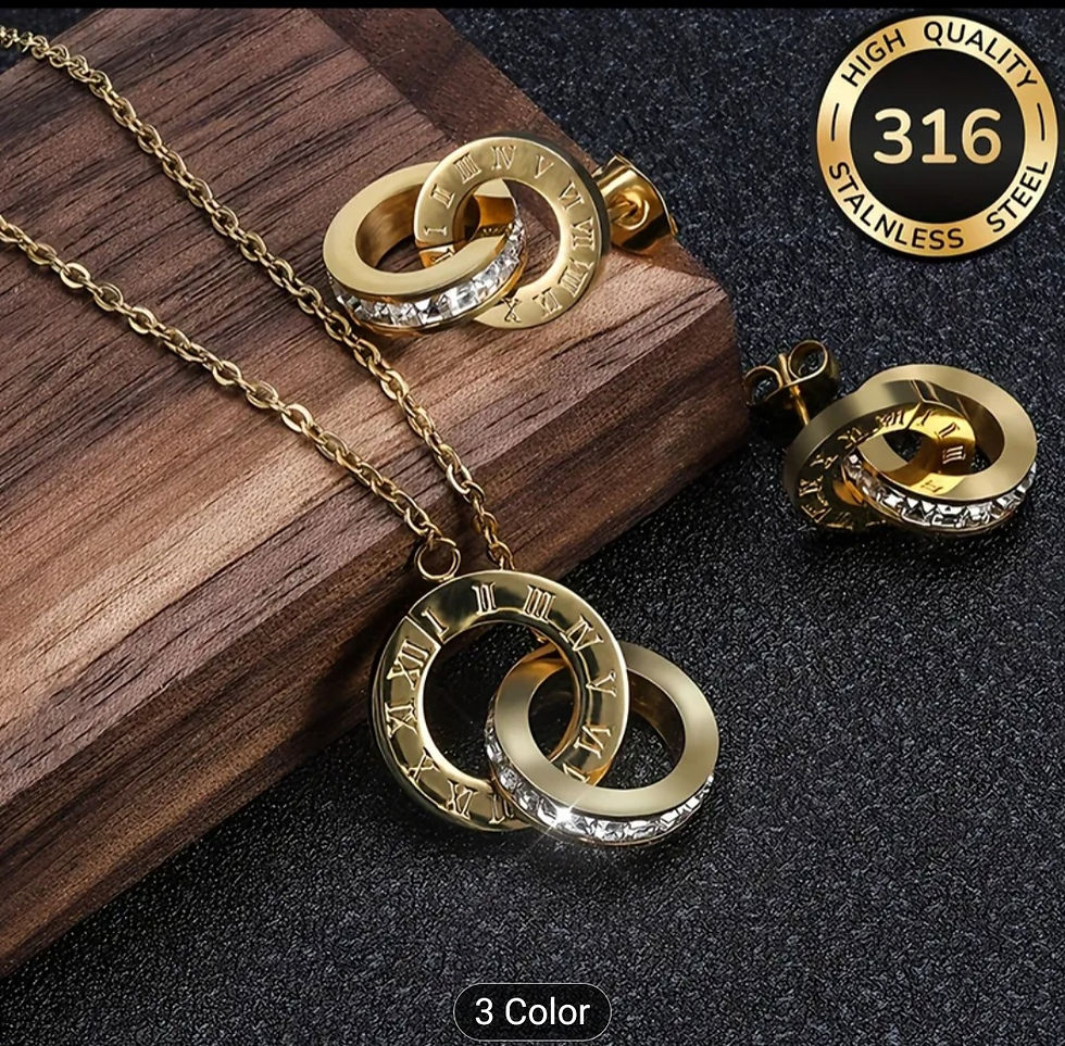 Thumbnail: 3pcs High-Quality Stainless Steel Golden Roman Lettering 