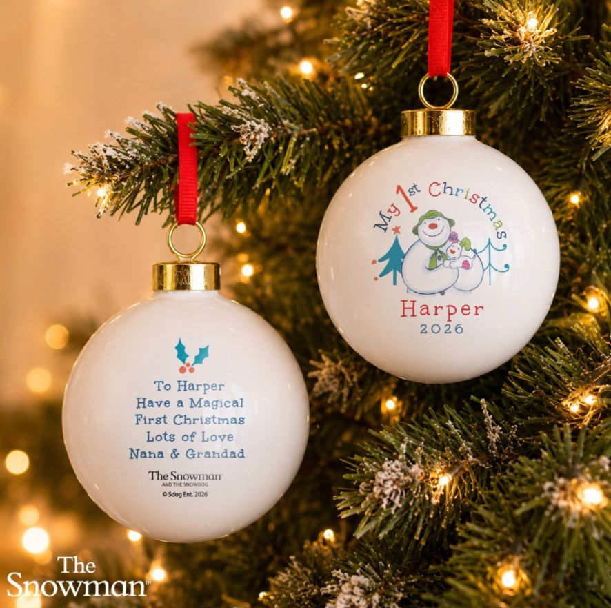 Personalised The Snowman My 1st Christmas Ceramic Bauble