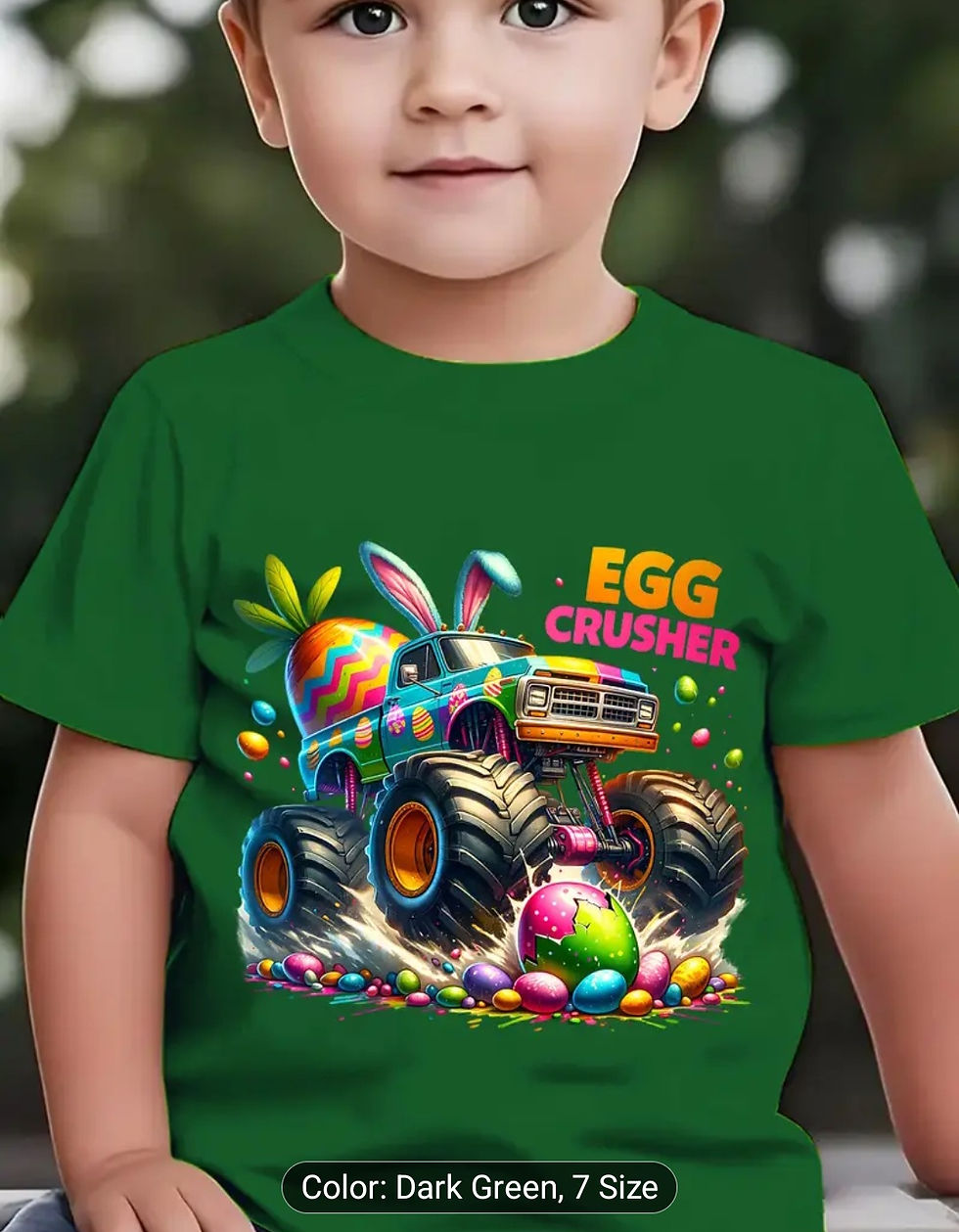 Thumbnail: Boys' Easter Egg Crusher Truck Bunny Ears Tshirt 
