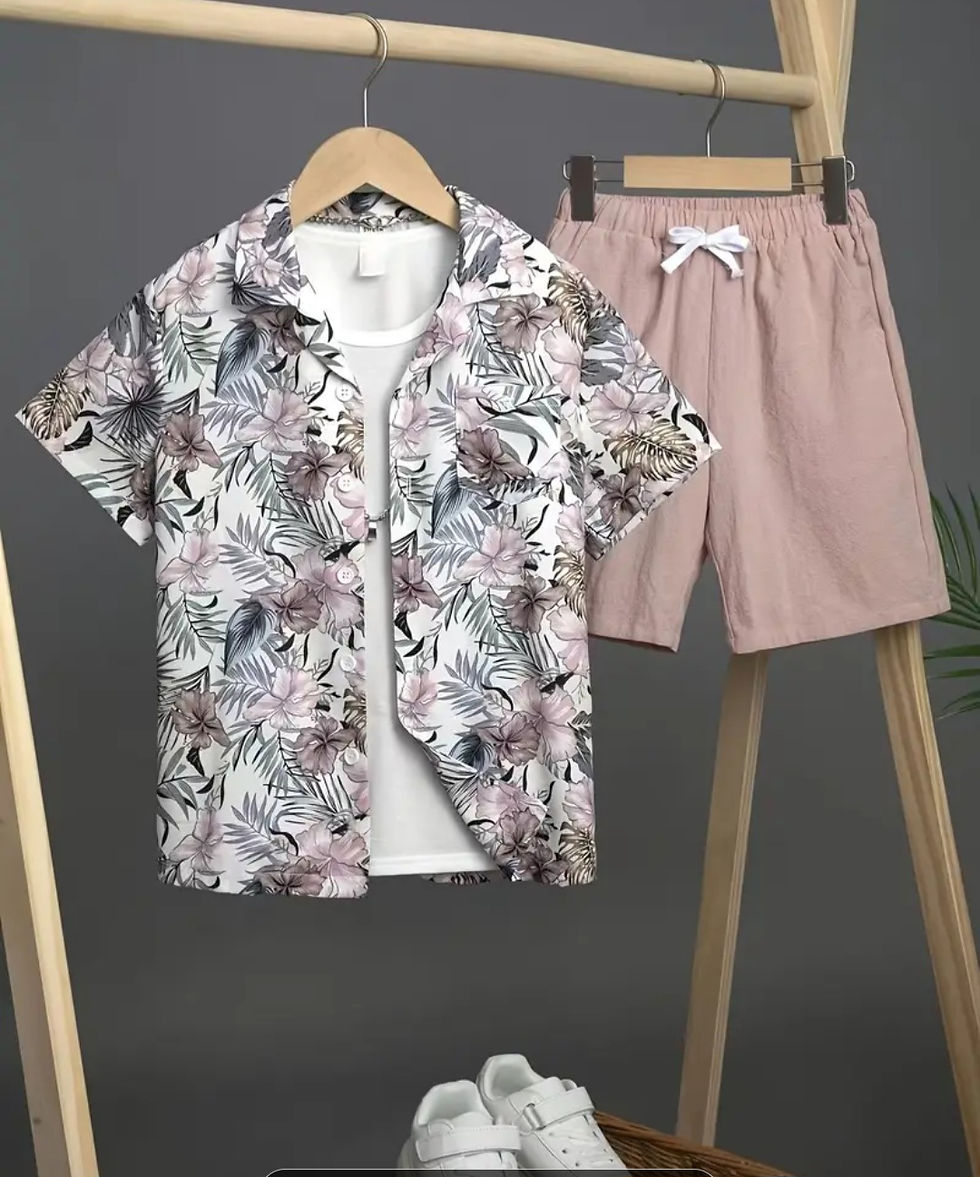 Floral Print Shirt and Shorts Set