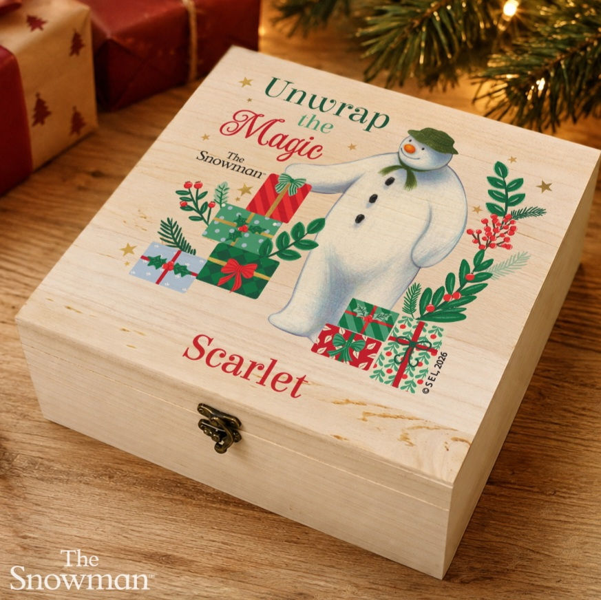 Personalised The Snowman Christmas Wishes Wooden Box