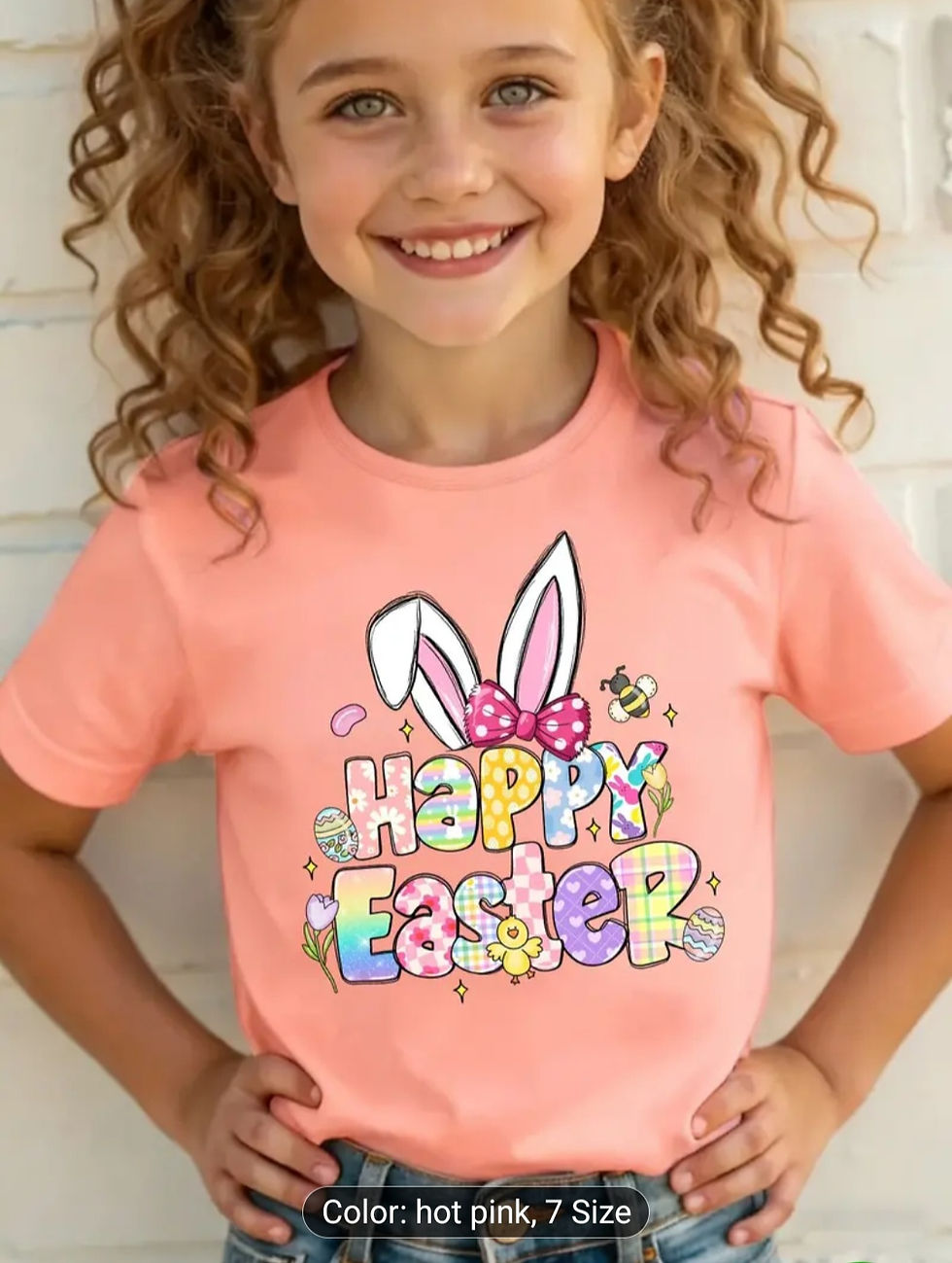 Thumbnail: Girls' Casual Pink Easter T-Shirt 