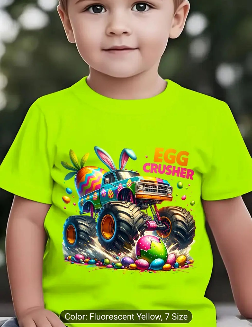 Thumbnail: Boys' Easter Egg Crusher Truck Bunny Ears Tshirt 