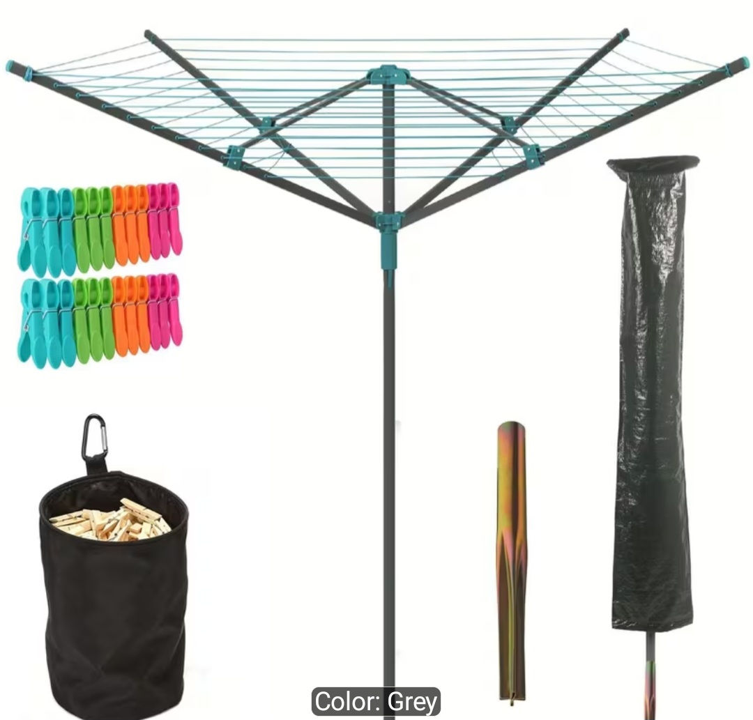 4 Arm Rotary Airer Dryer, Clothes Washing Line with 50m Drying Space, Ou