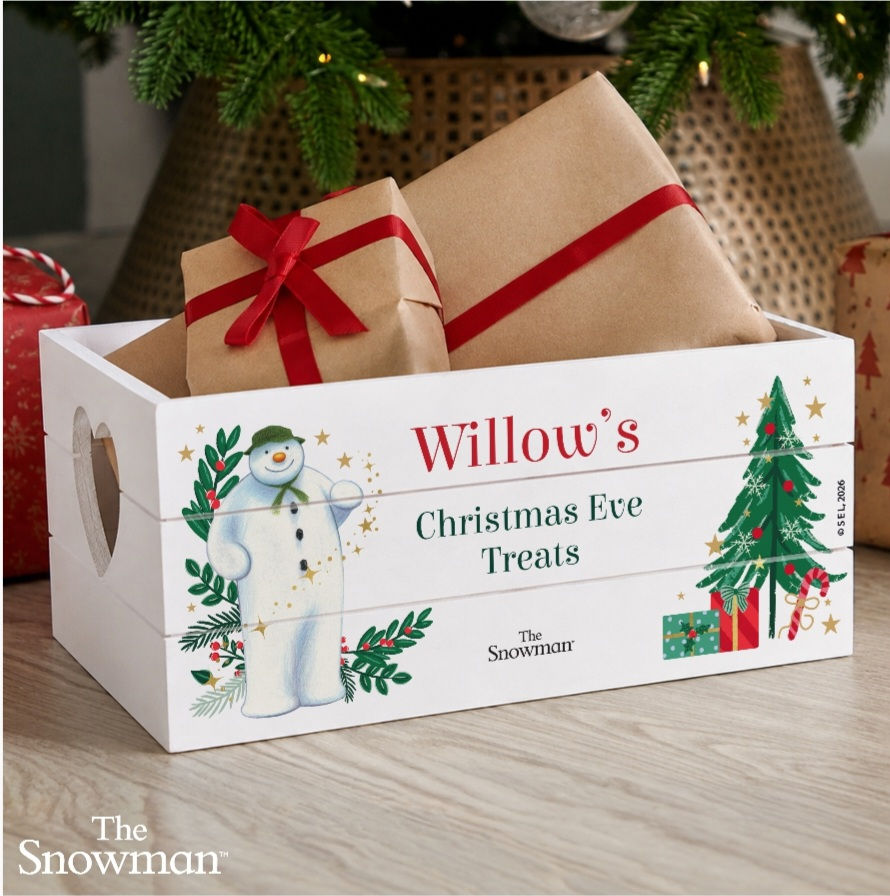 Personalised The Snowman Christmas Wishes Wooden Crate