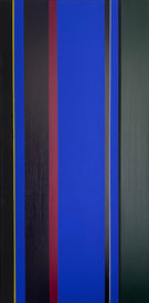Traverse collection artwork with vertical stripes in green, red, and yellow tones. 