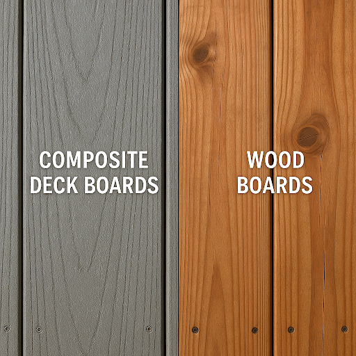 side by side comparison between Composite Decking vs Wood