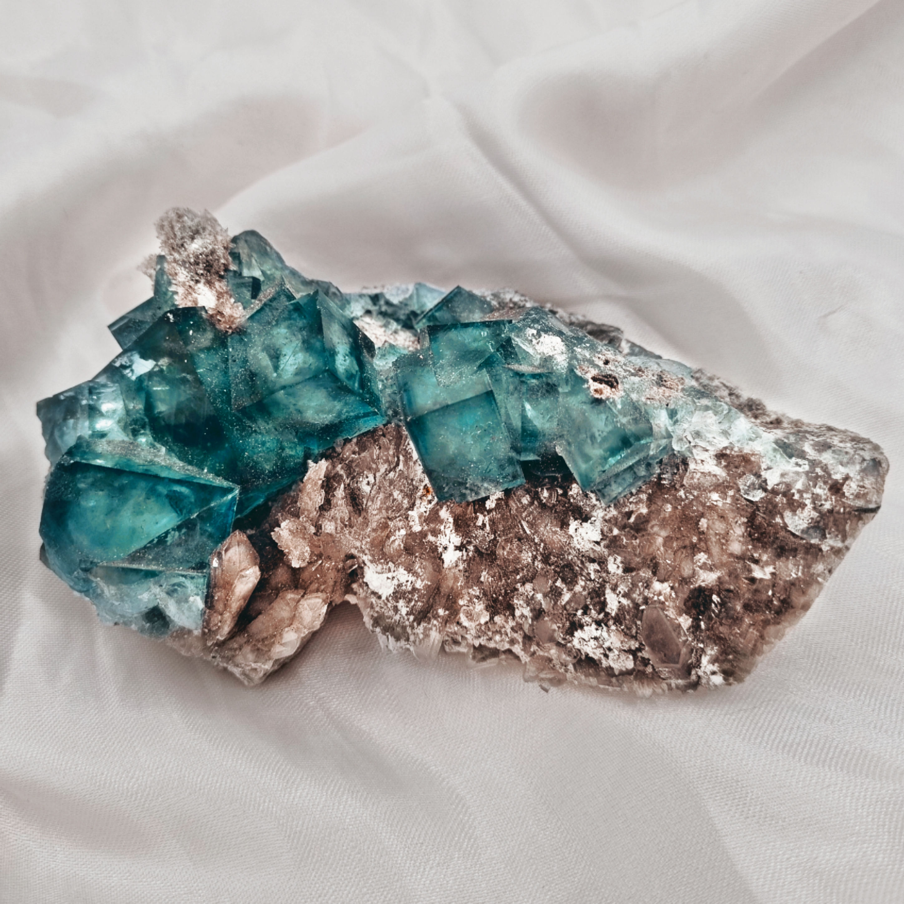 XL Cubic Fluorite & Smoky Quartz Specimen