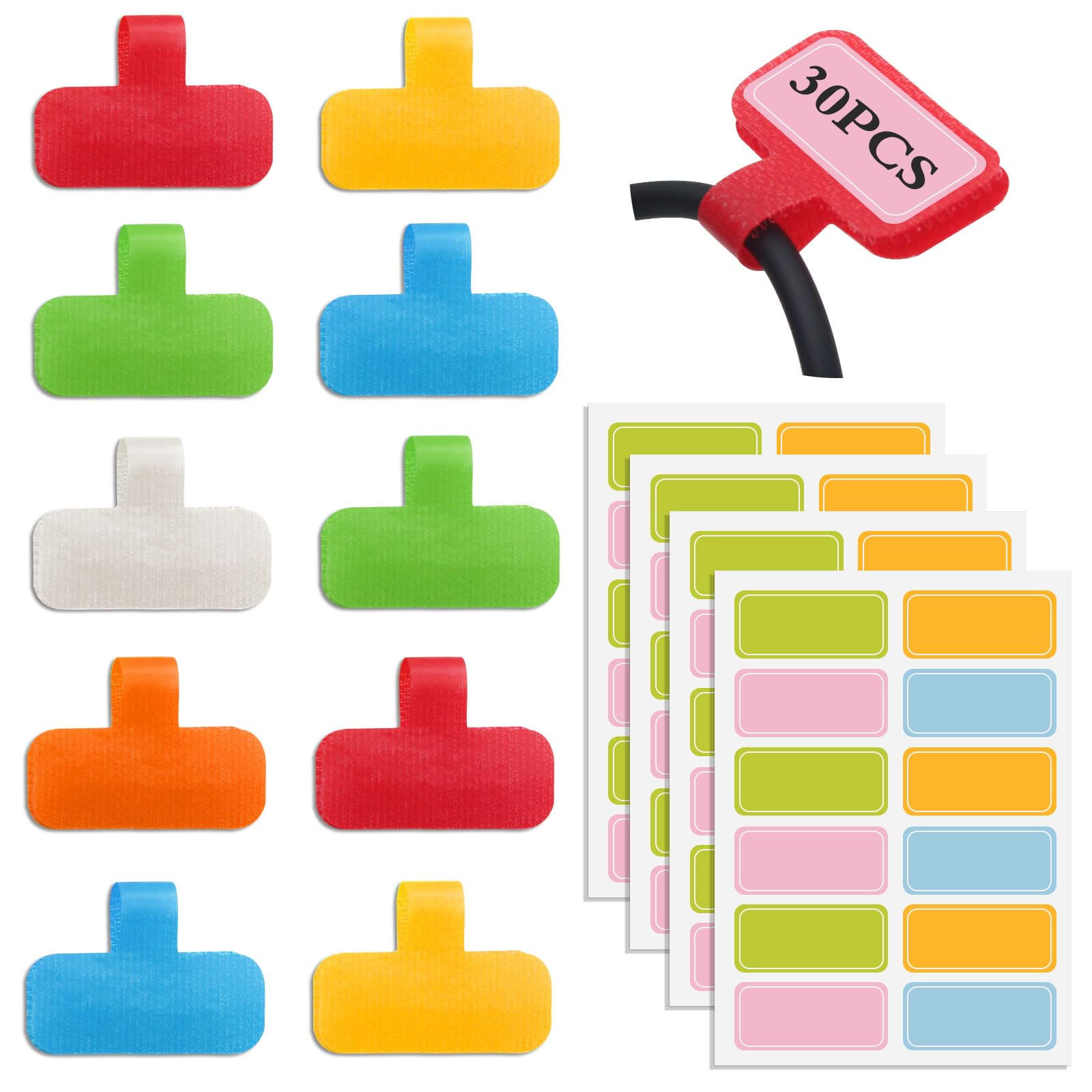 HVSWLY 30PCS Cable LabelsCord Labels for Electronics Write OnCable Identificatio