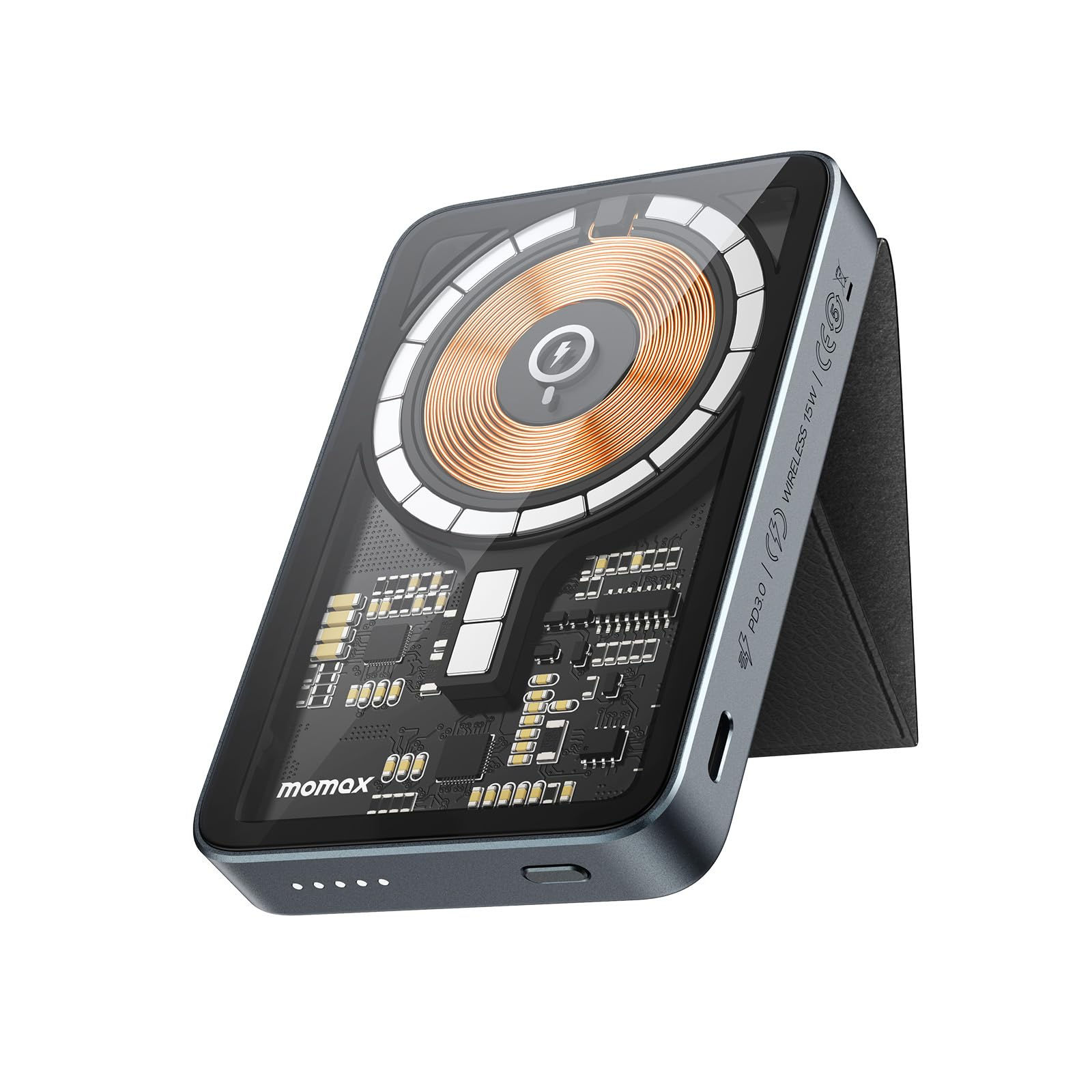MOMAX Magnetic Power Bank 5000mAh Magnetic Wireless Power Bank with Stand 20W PD