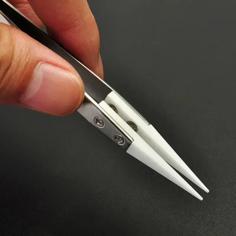 Thumbnail: Ceramic Tweezers for Electronics with Stainless Steel Handle