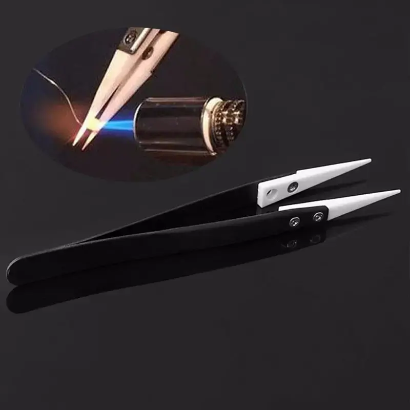 Thumbnail: Ceramic Tweezers for Electronics with Stainless Steel Handle