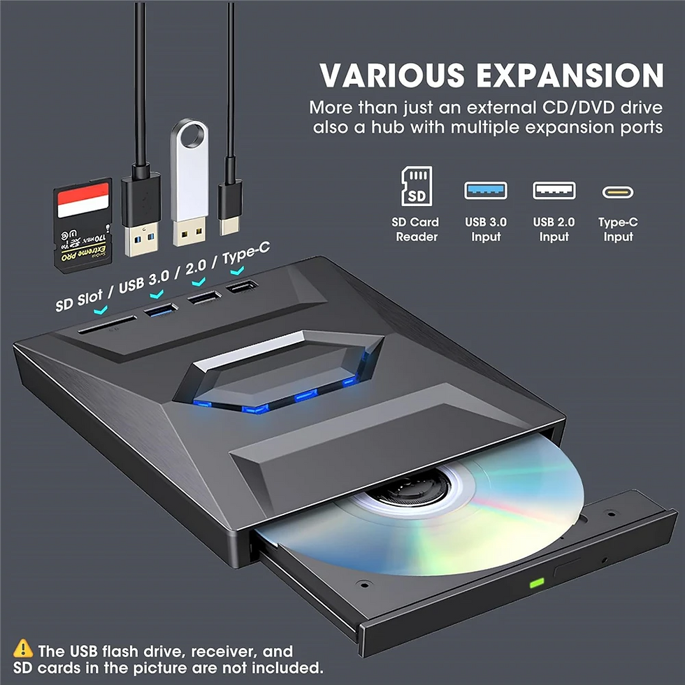 Thumbnail: External CD DVD Drive USB 3.0 Writer Burner Player for PC Laptop Windows 11 10