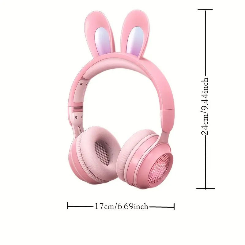 Thumbnail: Cute Rabbit Wireless Headphones with RGB LED for Kids