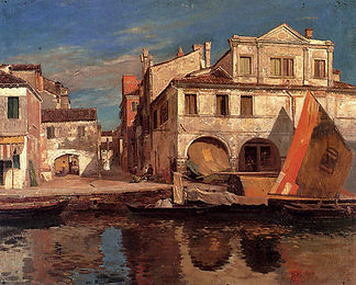 Canal_Scene_in_Chioggia_by_Bauernfeind.j