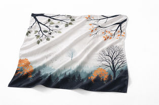 A premium satin printed scarf with glossy shine, soft drape, and nature-inspired digital artwork, displayed on a clean white background.